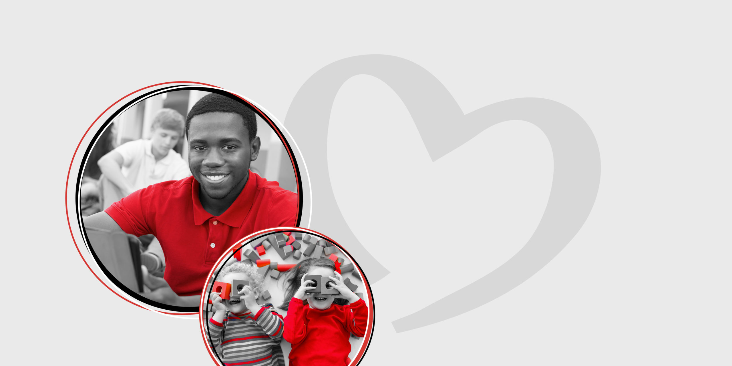 lite background with two bubbles with kids smiling